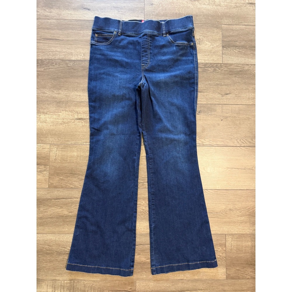 Spanx Flare Jeans Dark Wash‎ High Rise Pull On Denim 20327R Blue Women 1X